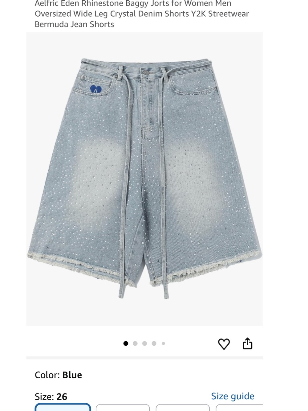 💙Light Wash Embellished bedazzled Denim Jorts